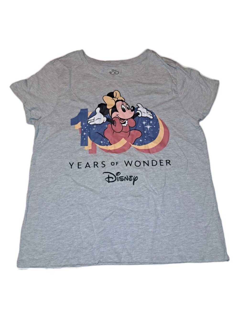 Disney Women's Large Gray T-shirt Minnie Mouse New